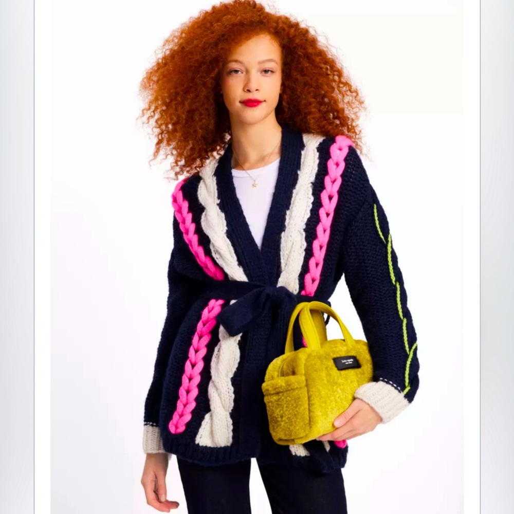 NWT Kate Spade Alpaca-Wool Cable Knit Cardigan.